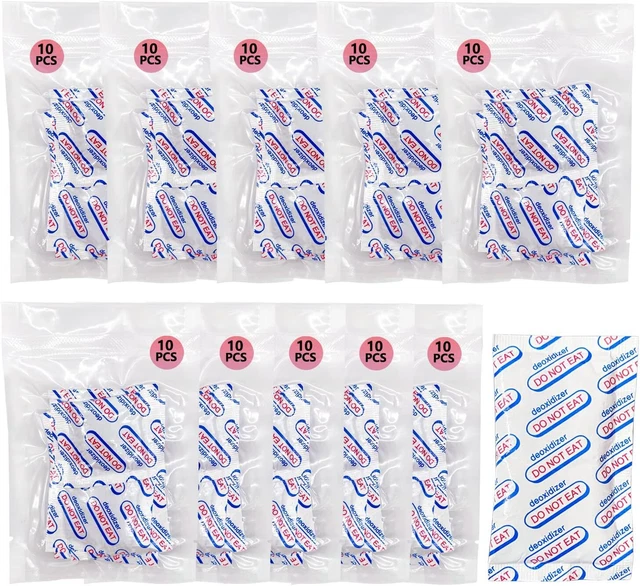 Oxygen Absorbers O2 For Food storage 300CC, 100 PCS (10x PCS of 10) Food
