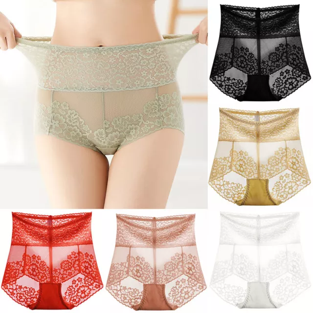 Women High Waist Knickers Briefs Ladies Tummy Control Underwear Lace Panties LOT