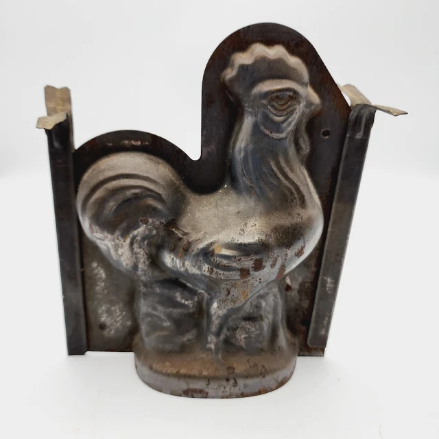 8" Large Antique Vintage Candy Chocolate Hen Chicken MOLD Metal Pour Stand Clip