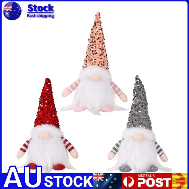 Sequins Christmas Gnome Ornament with LED Light Glowing Faceless Doll Decoration