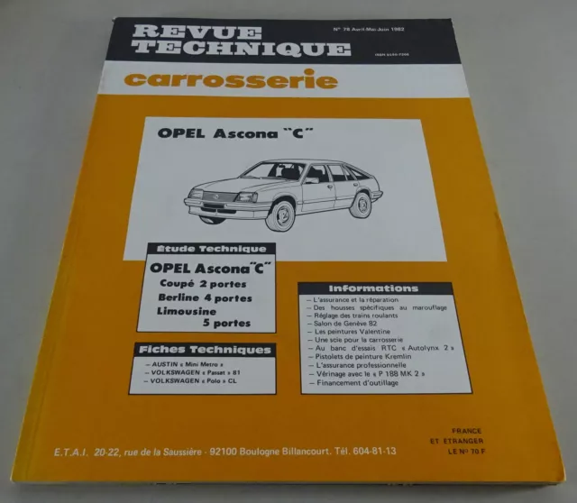 Reparaturanleitung Revue Technique Modell: Opel Ascona C  Stand 06/1982