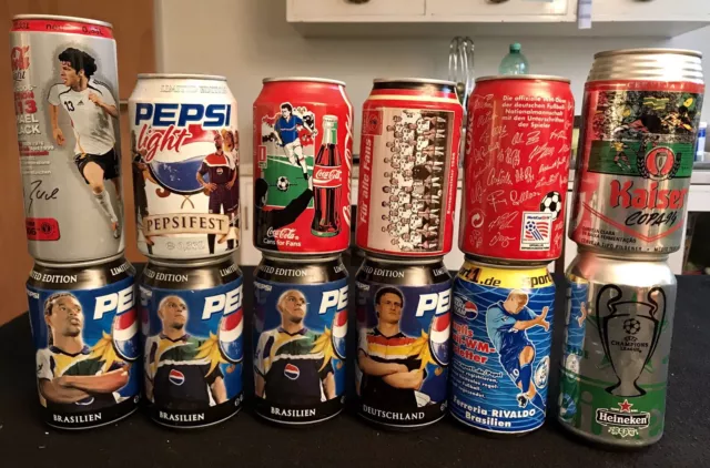 12 Coca Cola Fifa WM CL Fußball Dosen Sammlung  DFB Collection Brazil World Cup