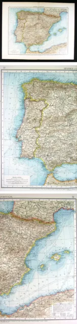 1896 Andrees Map Spain Portugal Gibraltar Madrid Lisbon Barcelona Algeria Africa