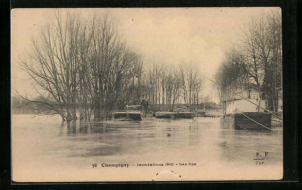 CPA Champigny-sur-Marne, Floods 1910, Les Iles