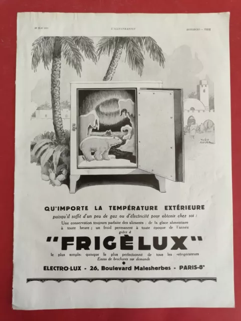 Publicité presse: 1931 FRIGELUX Orientalisme Colonies Théo ROGER & Montre MOVADO