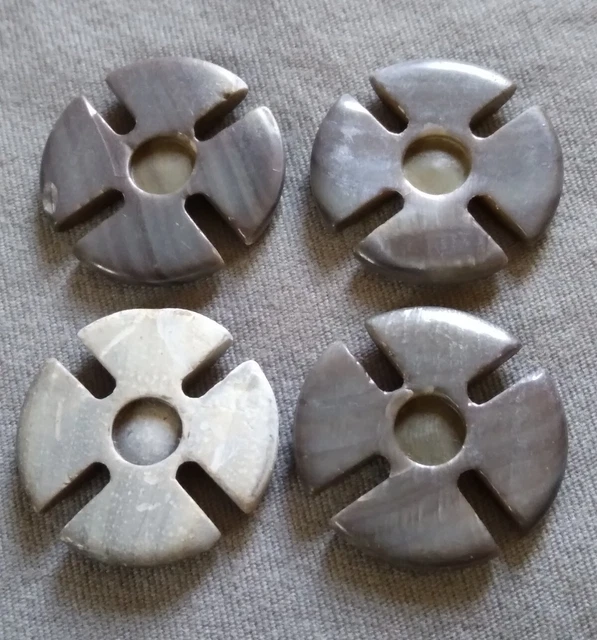 4 Antique Mother of Pearl Thread Winders.