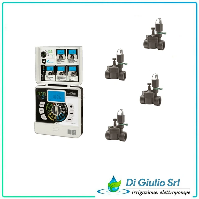 Programmatore Rain I-Dial Indoor 24 Vac 4 Zone Con 4 Elettrovalvole 24Vac