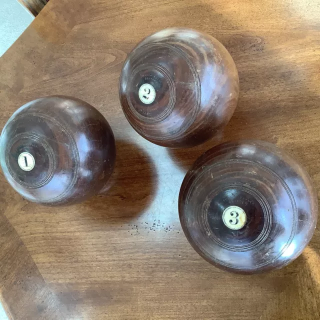 Scottish Antique Wooden Bowling Balls Thomas Taylor 6” Set of 3 Bowling