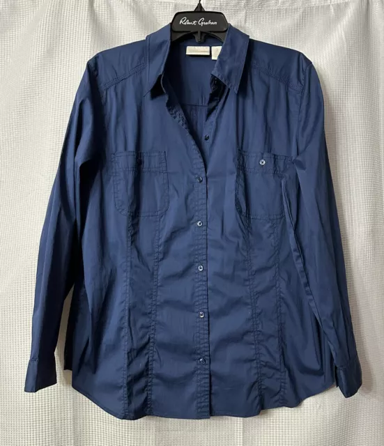 NWT Chicos Casual Cotton Cece Long Sleeve Button Top Blouse Shirt Plus Size 2