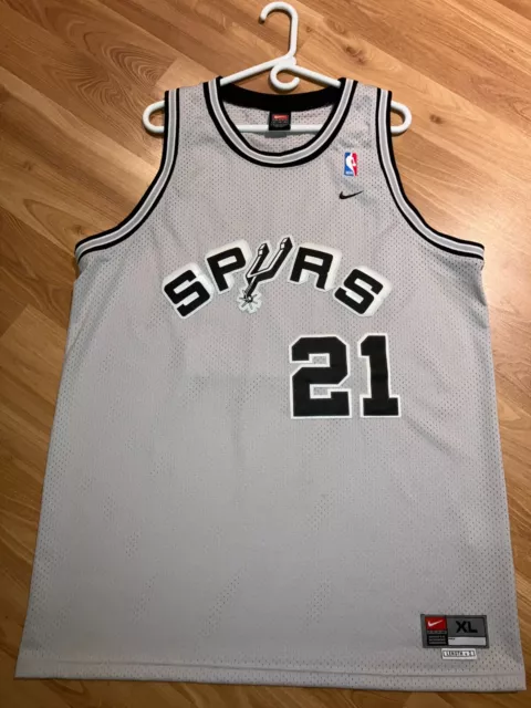 Nike Nba San Antonio Spurs Tim Duncan #21 Retro Gray Sewn Basketball Jersey Xl