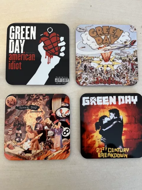 Set Of Four Handmade Green Day Coasters