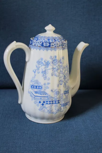 Jugendstil Kaffeekanne 1,3l China Blau Oscar Schaller 100 Jahre alt Oskar 22cm