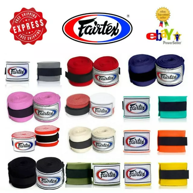 Fairtex Elastic Cotton Hand wraps Handwraps HW-2 Black Blue Bleach Red Pink