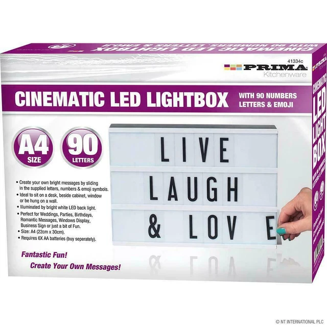 A4 CINEMATIC LIGHT Up Letter Emojis Box Led Sign Wedding Party £6.04 ...
