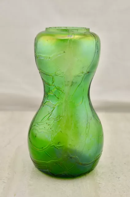 Antique C.1905 Art Nouveau Loetz Kralik Bohemian iridescent art glass gourd vase