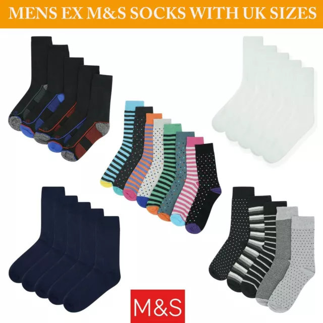 EX M and S Mens 5, 8 Pack Cotton Rich Casual Active Ankle Sock UK6-8.5, 9-12