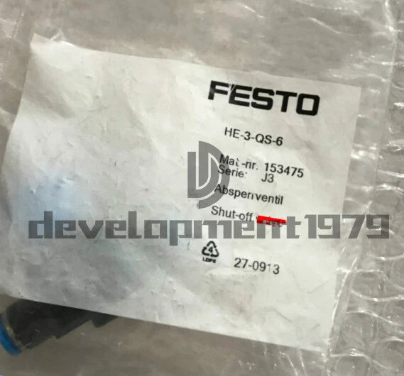 One New FESTO HE-3-QS-6 153475 globe valve