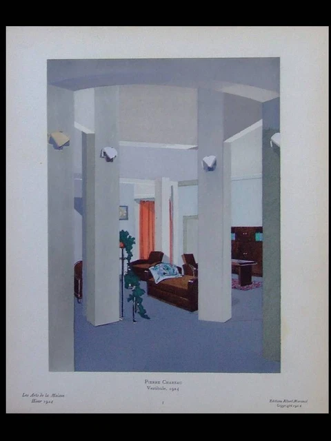 Pierre Chareau, Vestibule - 1924 - Pochoir, Art Deco