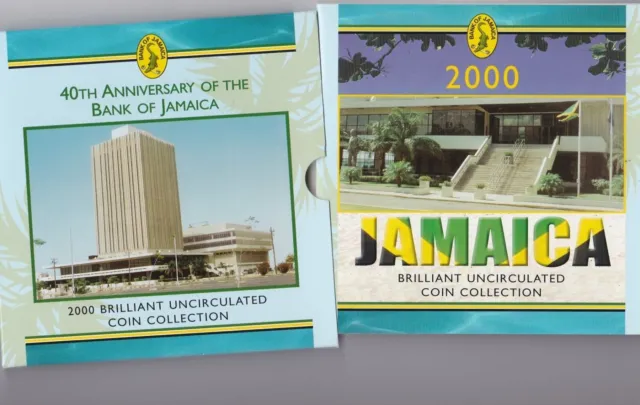 2000 Jamaica Brilliant Uncirculated 7 Coin Set In Card Pack In Mint Condition.