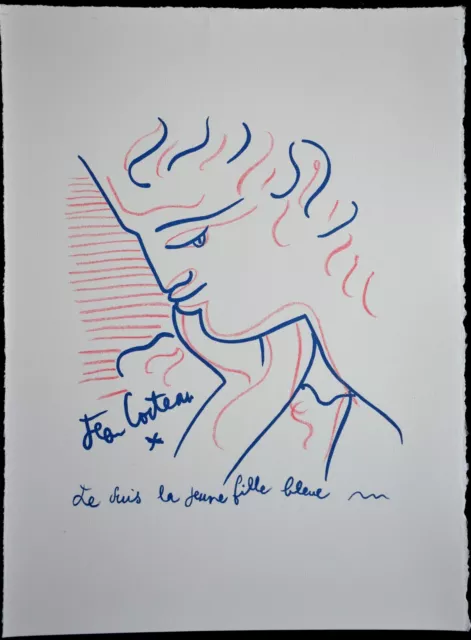 Lithographie de JEAN COCTEAU  " Paul Valérie, douze poèmes 1  "  Signée ,