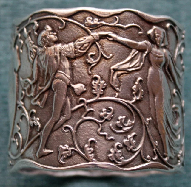 Antique Sterling Gorham Napkin Ring, Renaissance Dancers