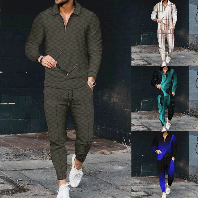 Top Pantaloni Uomo Tuta T-Shirt E Set Pantaloni Autunno Casual Comodo