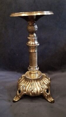 Vintage Ornate Cast Metal Victorian Candle Holder Candlestick 12"x 6"