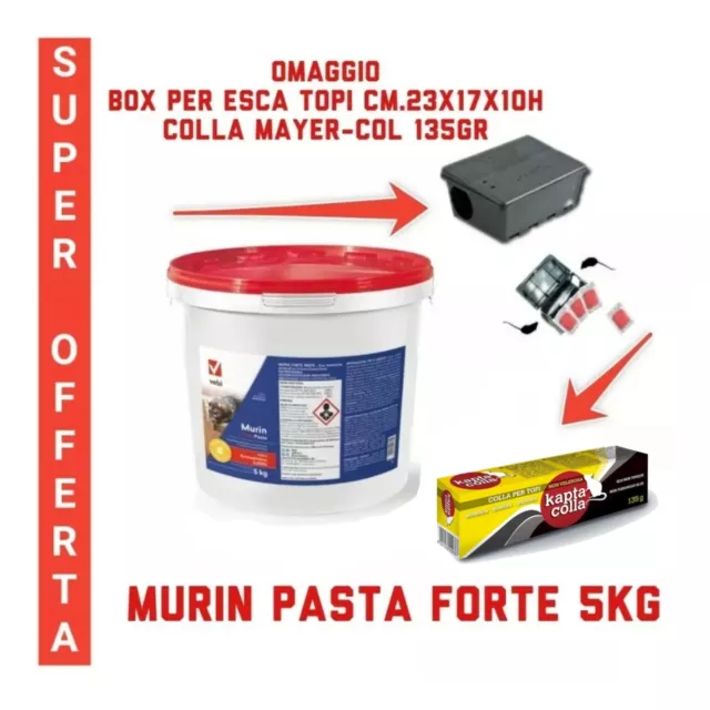 Vebi Murin forte pasta Topicida esca veleno topi e ratti pronto uso Kg 5 omaggi