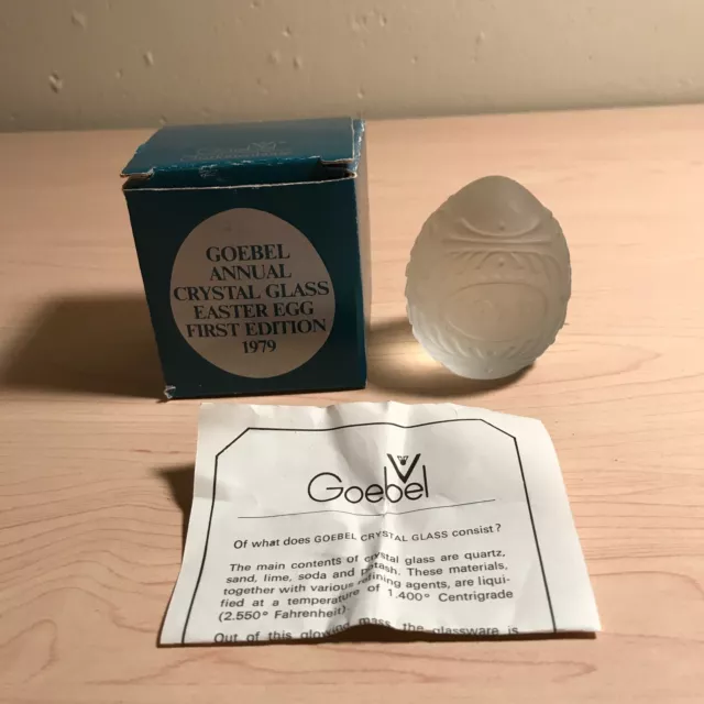 Goebel Annual Crystal Glass Easter Egg (1979) - First Edition W/ Box & Note