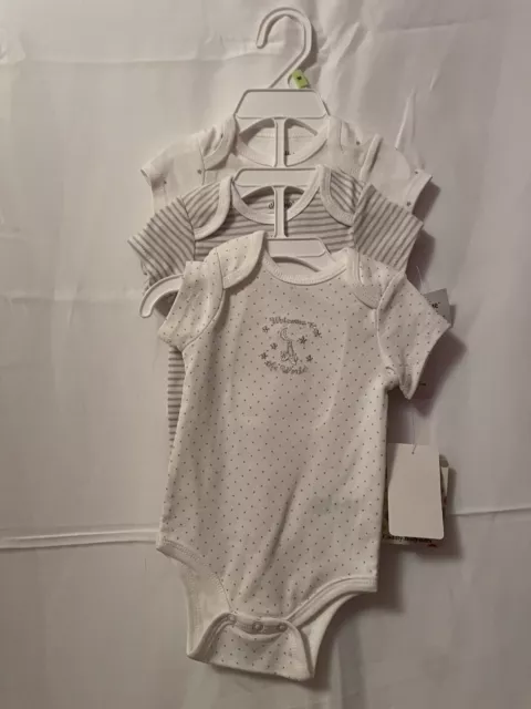 Little Me 3 pack cuddly bodysuits 3 Months White And Grey