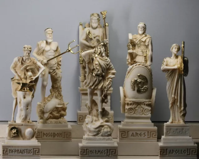 6 Greek Gods Zeus Poseidon Apollo Hermes Hephaestus Ares Statue Sculpture