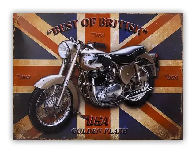 Retro Style BSA Golden Flash Motorcycle Metal Garage Sign Workshop Shed