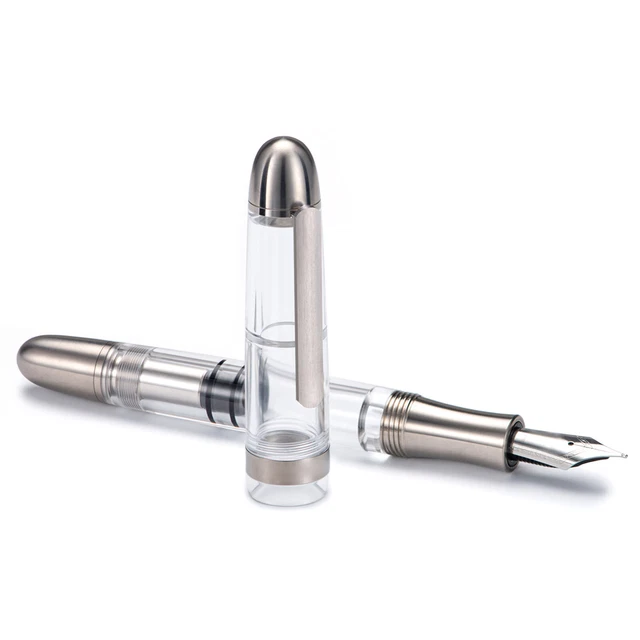 New Asvine P36 Piston Fountain Pen Bock/Asvine Nib Titanium&Acrylic Writing Gip9