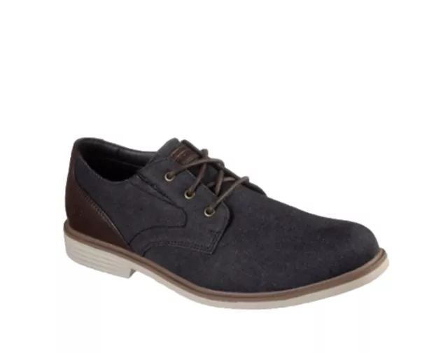 SKECHERS MENS PARTON Wilcon Oxford Woven Canvas Shoes Black Tan US