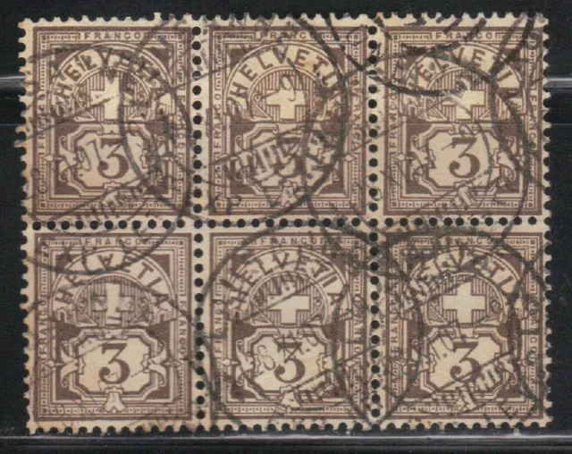 Suisse 1905/07 Yvert 101 Bloc de 6 oblitéré (AF84)