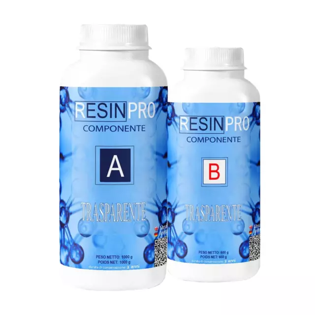® 1,6 KG Resina Epossidica Ultra Trasparente Atossica - Resina + Indurente, Effe