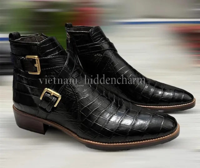 Zapatos/Botas de piel de cocodrilo para hombre - Botas elegantes hechas a mano