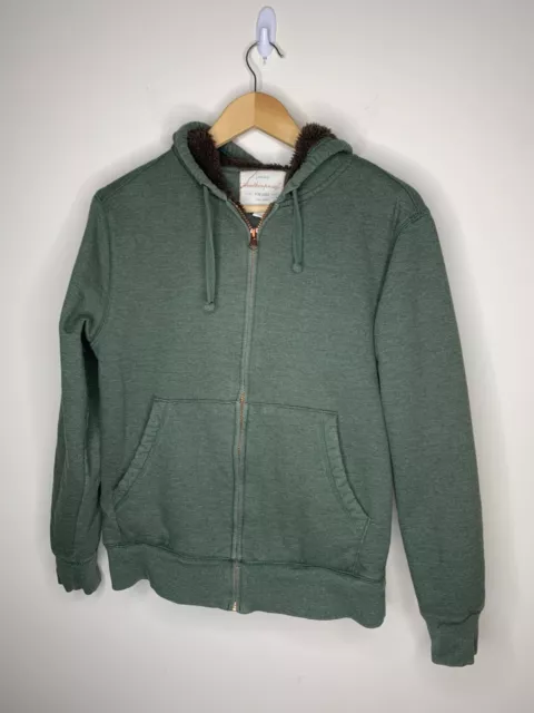 Weatherproof Vintage Mens Small Sherpa Lined Full Zip Hoodie Green Brown