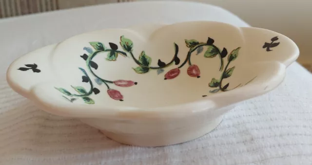 Vintage Axe Vale Studio Pottery Devon - Ornamental Scalloped Edged Small Dish