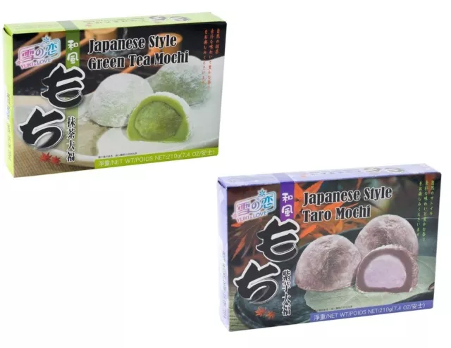 2x japanischer Reiskuchen Mix Pack Grün Tee Mochi + Taro Mochi a 210g Nachtisch