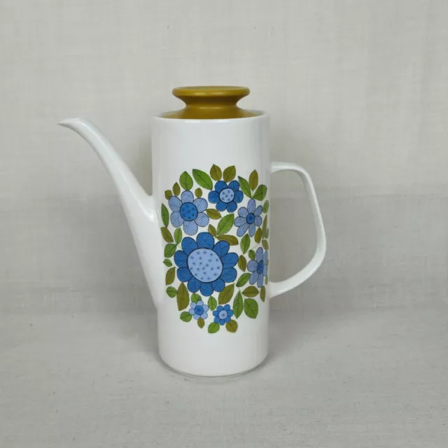 J&G Meakin 'Topic' Coffee Pot - Green/Blue Flowers Vintage/Retro Studio 60s/70s