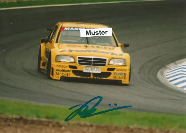 AUTOGRAMM auf Foto 13x18 cm DTM 1995 Kurt Thiim - Mercedes-Benz C-Klasse