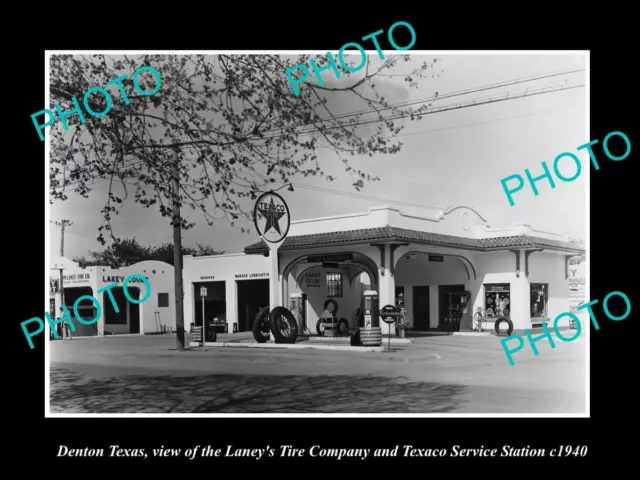 OLD 8x6 HISTORIC PHOTO OF DENTON TEXAS THE TEXACO SERVICE STATION c1940