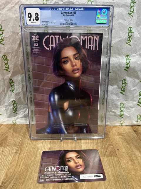 Catwoman #52, Will Jack variant cover, CGC 9.8. Rare Book Coa comic