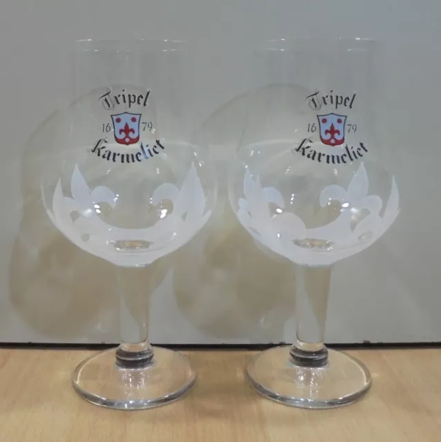 Tripel Carmeliet Beer Advertisign Set Of Two Column Glasses 300Ml