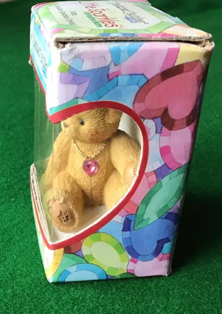 Cherished Teddies - Little Sparkles - “October”bear with pink birthstone - boxed 2