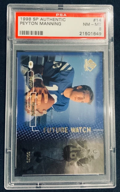 1998 Sp Authentic Football #14 Peyton Manning Rc Psa 8 1998 Sp Authentic Football #14 Peyton Manning Rc Psa 8