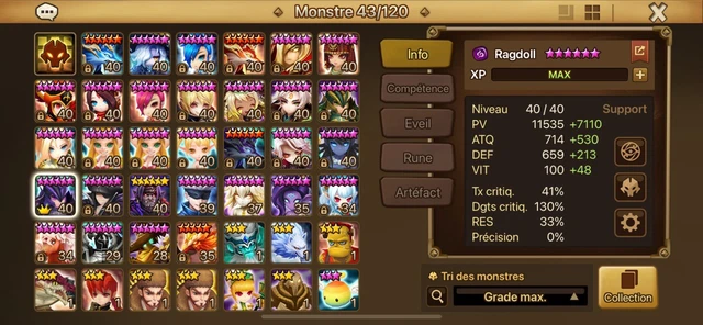 COMPTE SUMMONERS WAR Europe LD EUR 200,00 - FR