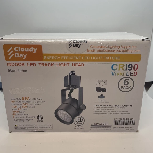 CLOUDY BAY INDOOR LED Track Light Head Matte Finish White LTHR001WH30