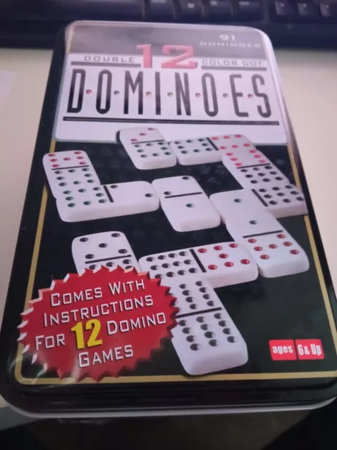 Jeu De Domino 91 Dominos + Boîte Métal Haute Qualité Double 12 Avec Couleurs